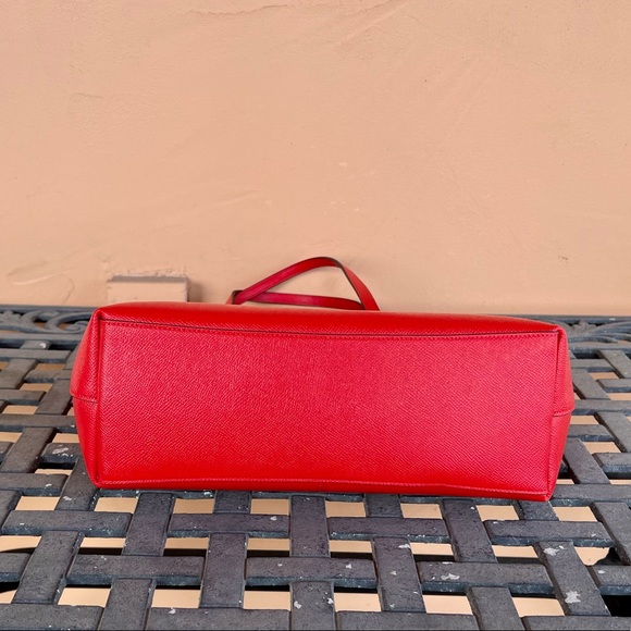 Coach Medium Top Zip Cross Grained Leather Shoulder Tote Bag MIAMI Red - Picture 5 of 11